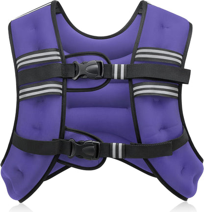 Weighted Vest, 6Lb/8Lb/12Lb/16Lb/20Lb/25Lb/30Lb Weight Vest with Reflective Stripe for Workout, Strength Training, Running, Fitness, Muscle Building, Weight Loss, Weightlifting