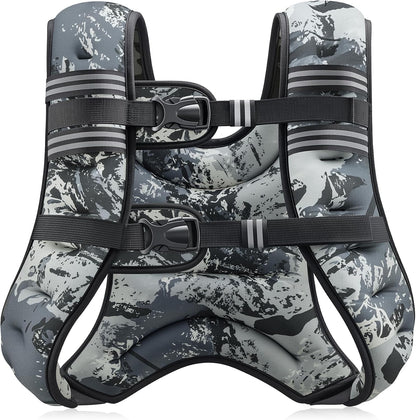 Weighted Vest, 6Lb/8Lb/12Lb/16Lb/20Lb/25Lb/30Lb Weight Vest with Reflective Stripe for Workout, Strength Training, Running, Fitness, Muscle Building, Weight Loss, Weightlifting