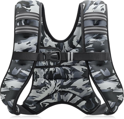 Weighted Vest, 6Lb/8Lb/12Lb/16Lb/20Lb/25Lb/30Lb Weight Vest with Reflective Stripe for Workout, Strength Training, Running, Fitness, Muscle Building, Weight Loss, Weightlifting