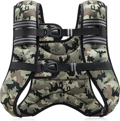 Weighted Vest, 6Lb/8Lb/12Lb/16Lb/20Lb/25Lb/30Lb Weight Vest with Reflective Stripe for Workout, Strength Training, Running, Fitness, Muscle Building, Weight Loss, Weightlifting