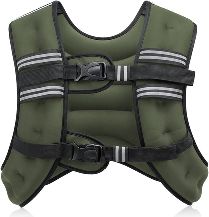 Weighted Vest, 6Lb/8Lb/12Lb/16Lb/20Lb/25Lb/30Lb Weight Vest with Reflective Stripe for Workout, Strength Training, Running, Fitness, Muscle Building, Weight Loss, Weightlifting